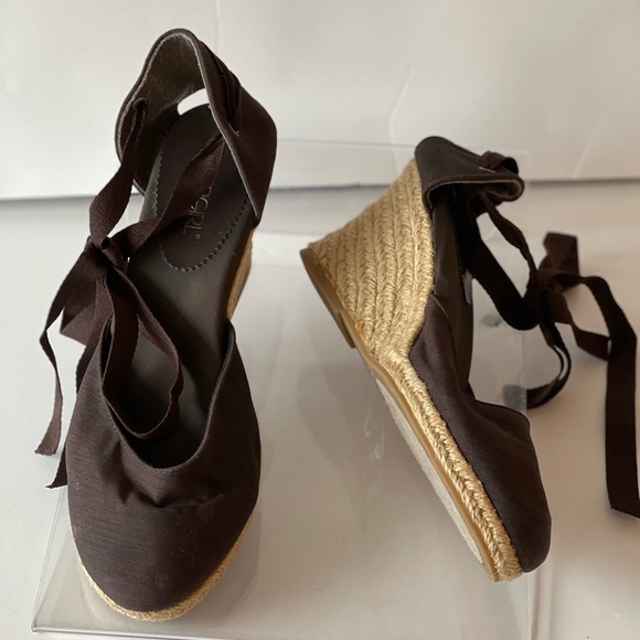 Cover Girl Brown Wedge Sandals Platform Heels Strappy Lace Up Shoes, 7.5 - Picture 5 of 8